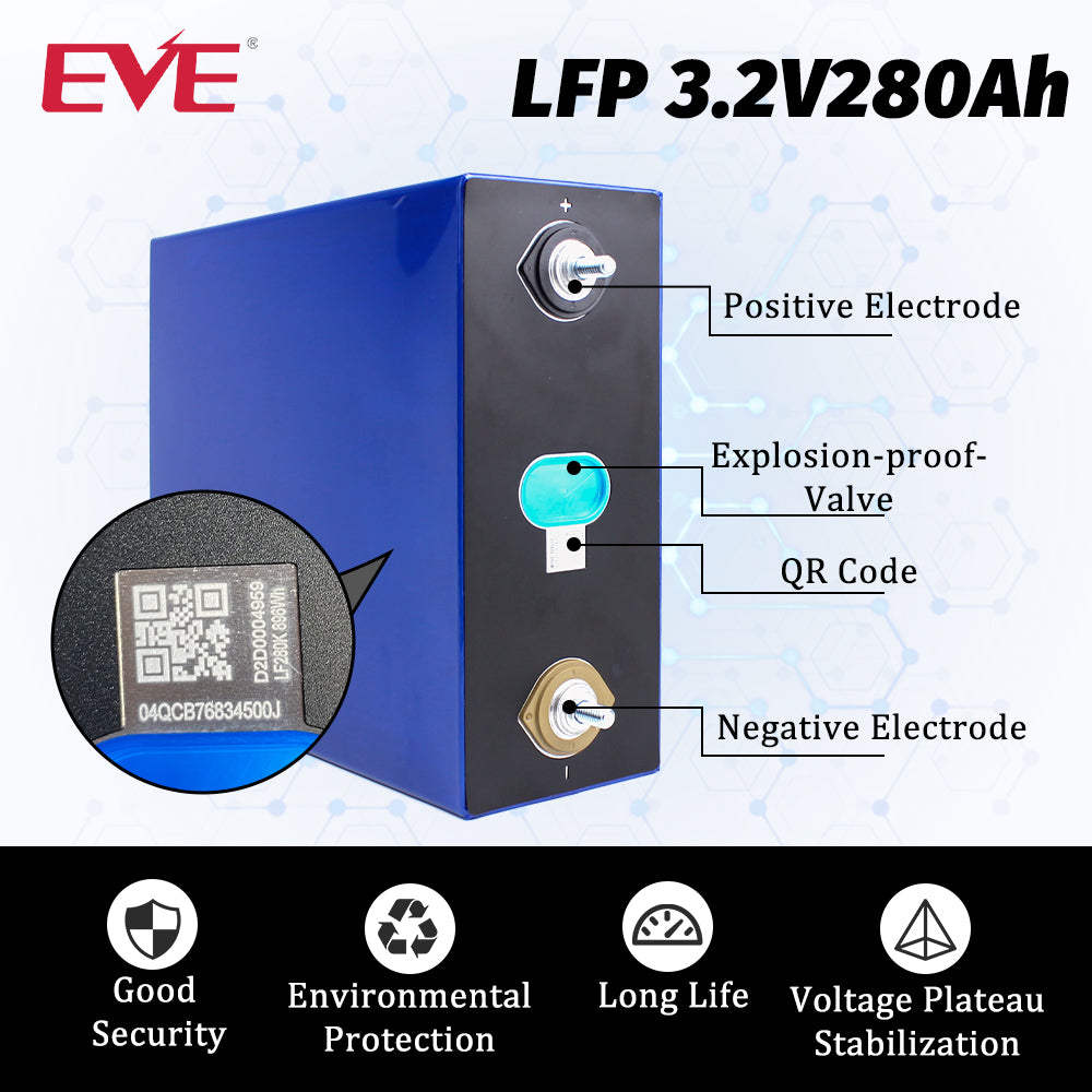 USA STOCK ! Grade A Lifepo4 EVE LF280K 3.2V 280Ah Battery LFP Brand New Cells For Energy storage DIY 12V 24V 48V 72V Battery Pack RV