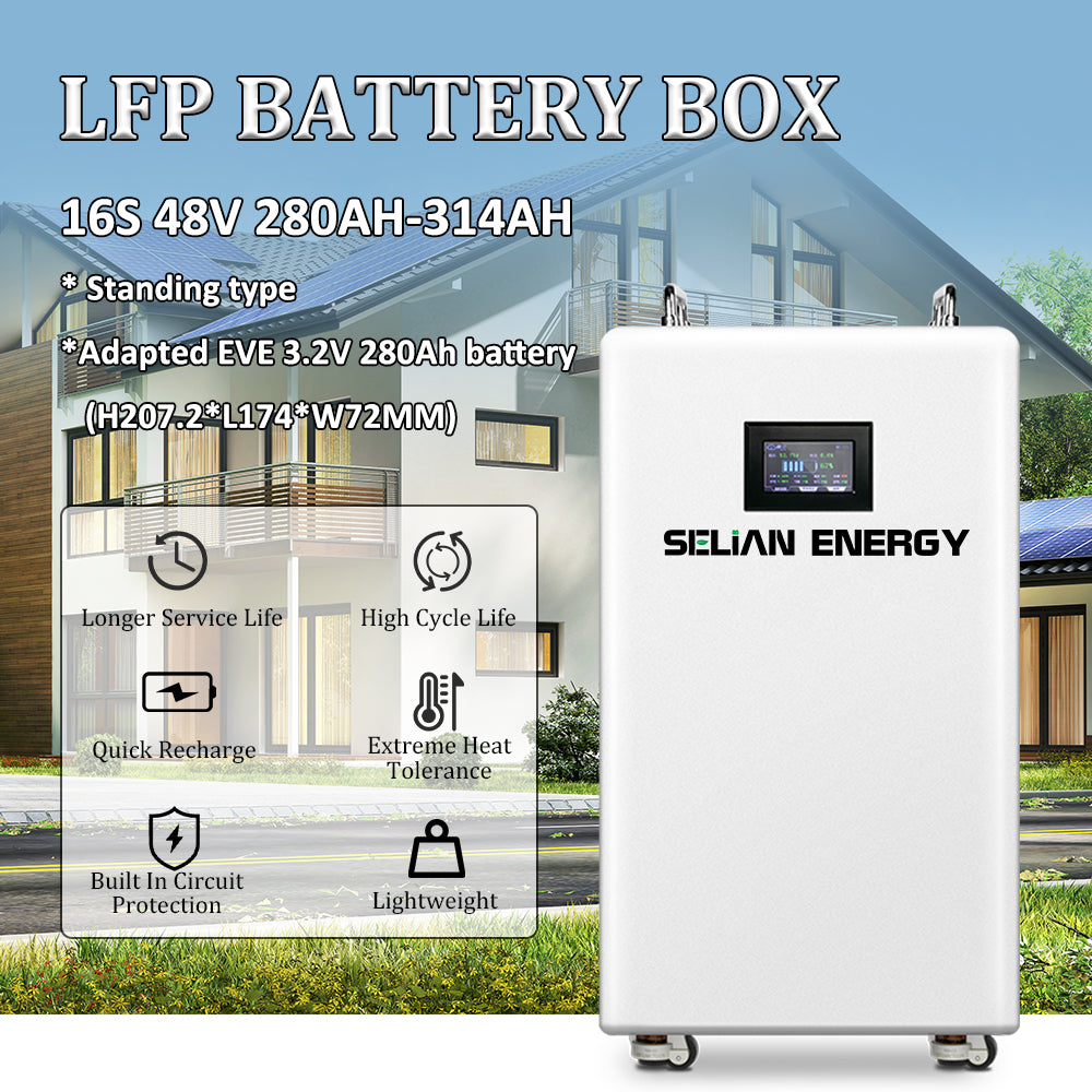 48V-51.2V Fully assembled 14-16Kwh LiFePO4 Battery BOX With JK BMS For 280Ah-314Ah, Solar System