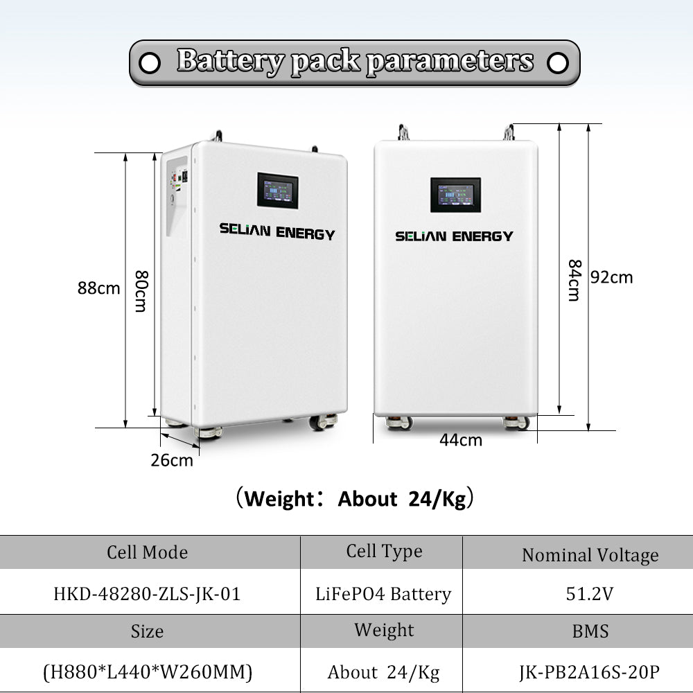 48V-51.2V Fully assembled 14-16Kwh LiFePO4 Battery BOX With JK BMS For 280Ah-314Ah, Solar System