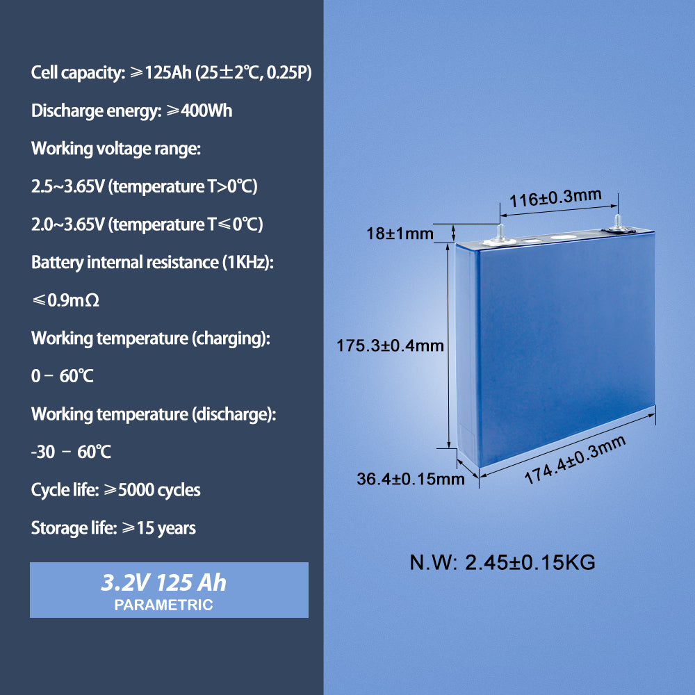 CALB-3.2V 125Ah 4PCS LiFePO4 Battery Cell Cycle life 5000+Rechargeable for solar energy storage diy pack and Golf cart power wall
