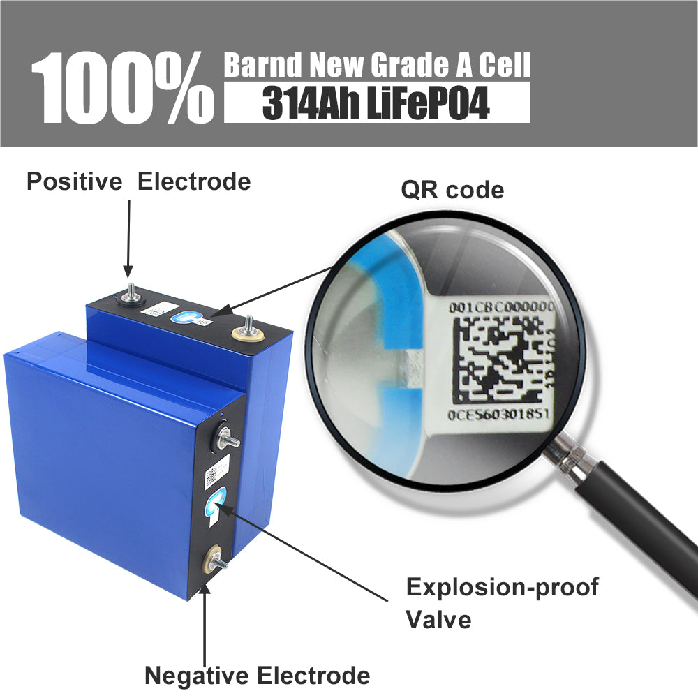 EU STOCK ! LiFePO4 CATL 3.2V 314Ah Grade A Battery Cycle life 6000+Rechargeable Cells For DIY 12V 24V 48V 72V pack,Boat ,Solar system ,RV,EV