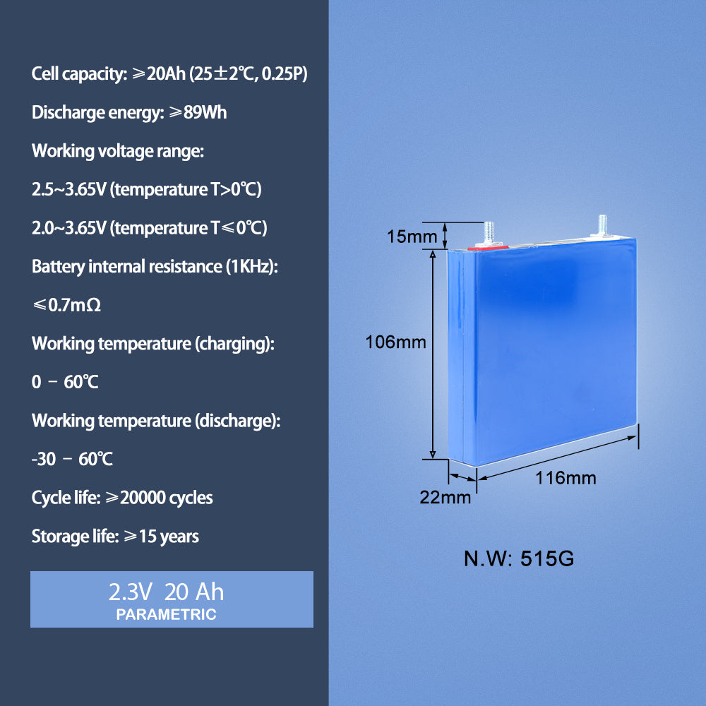 TOSHIBA SCIB 2.3V 20Ah LTO Rechargeable Battery cycle life 20000 For Low Temperature discharge Home Reserve Power