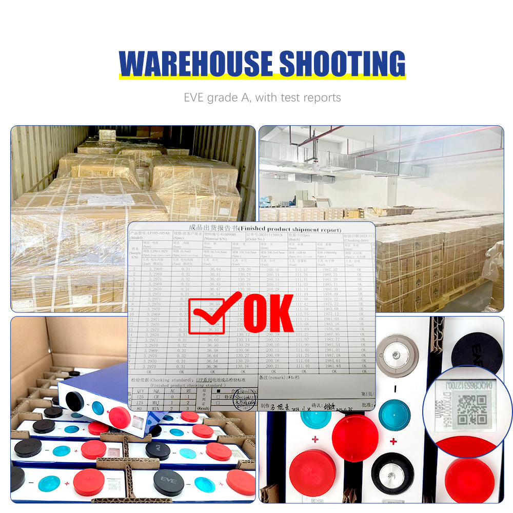 EU STOCK EVE 3.2V 105Ah Battery Grade A LiFePO4 Prismatic Cells Fast Delivery 5-7 days