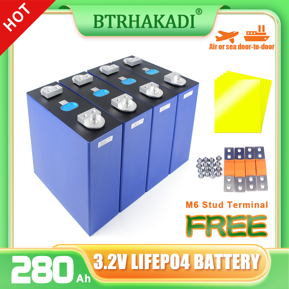 Eu Stock LiFePO4 EVE LF280K Grade A Battery LFP 3.2 V 280Ah New Double Studs Rechargeable Cell For Solar Energy RV EV DIY 12V 24V 48V 72V Battery pack