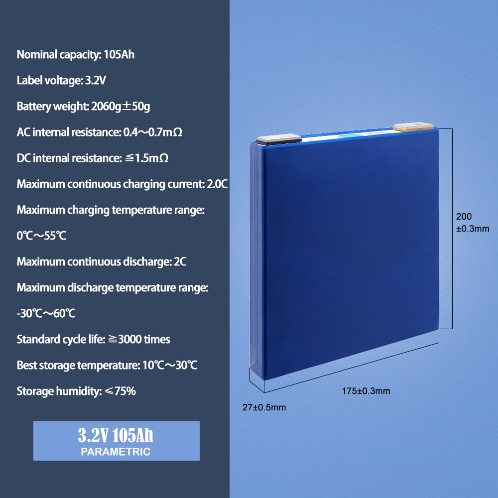 GUOXUAN 3.2V 100Ah-105Ah Grade A LiFePO4 Battery 3000+Cycle life Rechargeable Cells For Solar Energy Storage RV EV Boat