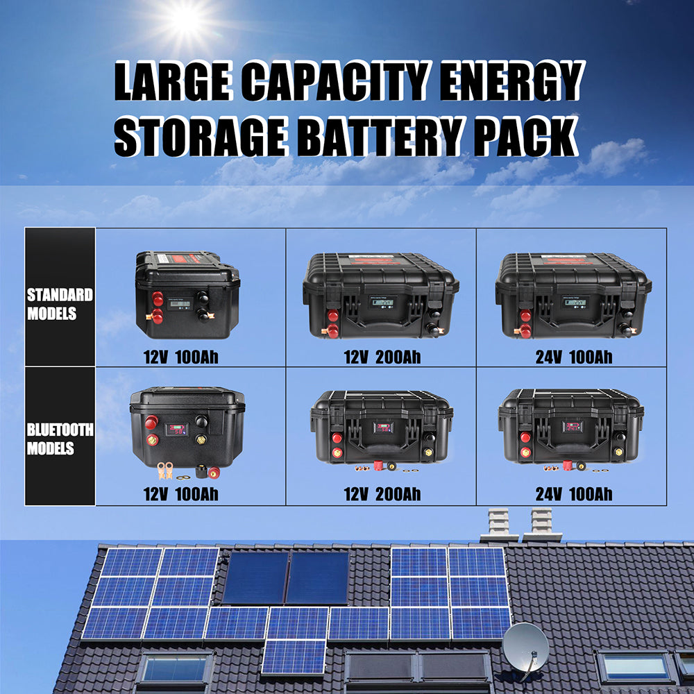 HAKADI 12V 100Ah Lifepo4 Rechargeable Battery Pack Build in BMS With 14.6V 10A Charger For Boat RV Fish Finder