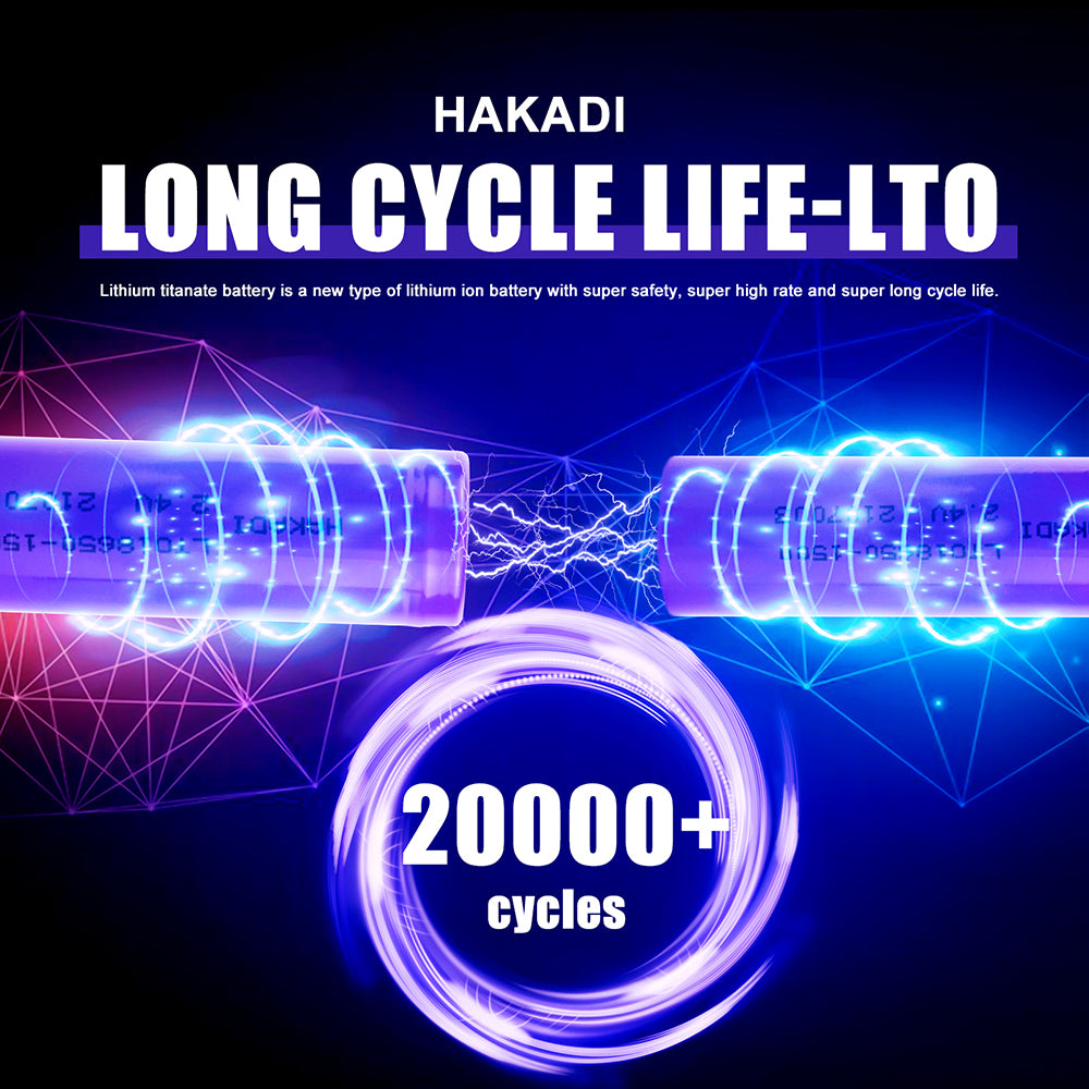 18650 2.4V 1500mah LTO Rechargeable HAKADI Battery Cell 25000 Times Long Cycle Life For Low Temperature -40℃ Discharge DIY Solar Light Outdoor Power Supply