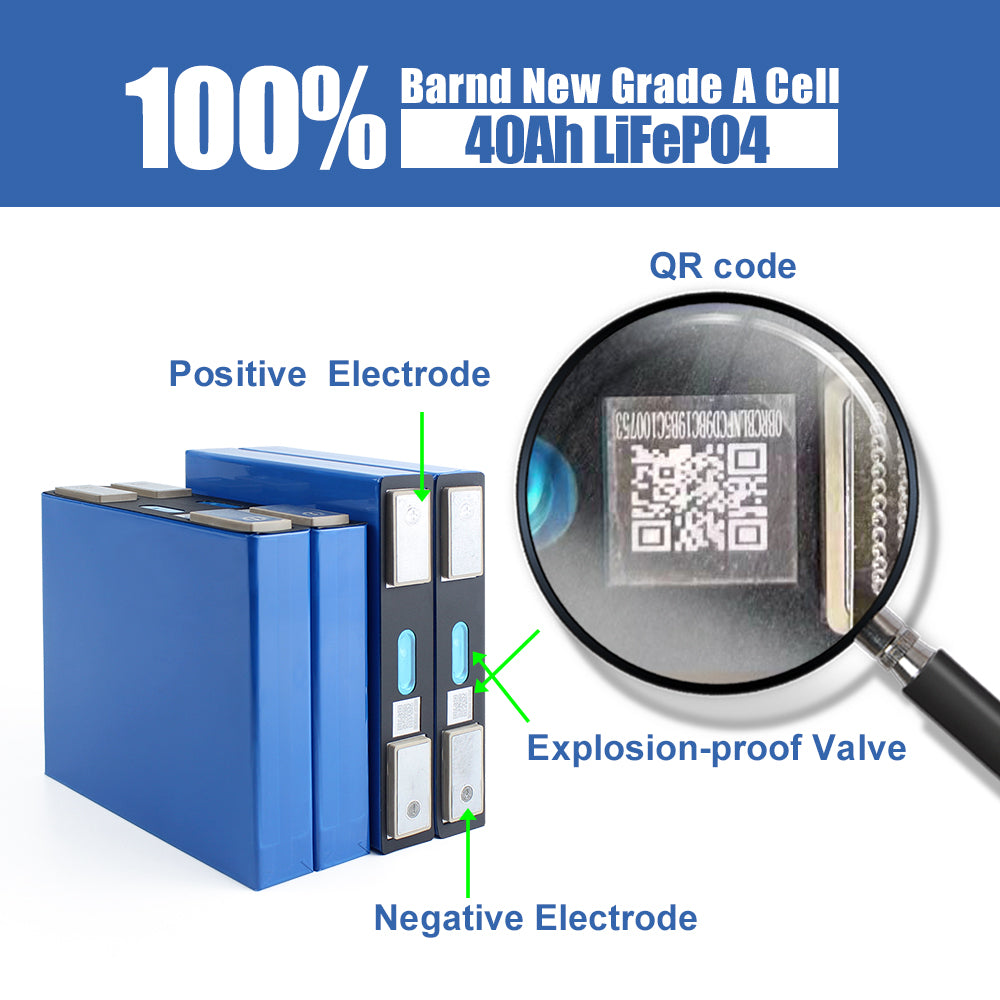 Lishen 3.2V 40Ah 4PCS LiFePO4 Battery Cell 5000+Cycle life Rechargeable For RV EV Scooter Solar System