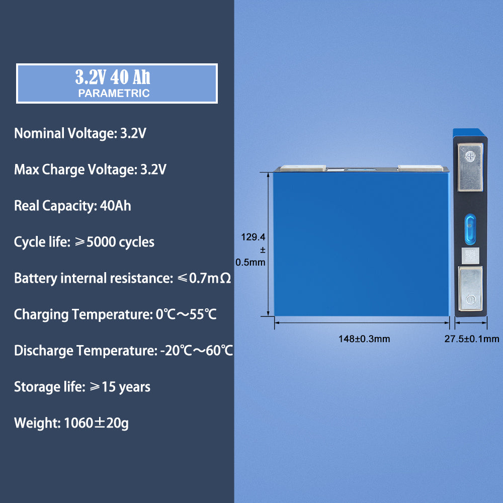 EU STOCK ! Brand New Lishen 3.2V 40Ah Lifepo4 Battery 5000+Cycle life Rechargeable for RV EV Scooter Solar System DIY Battery Pack