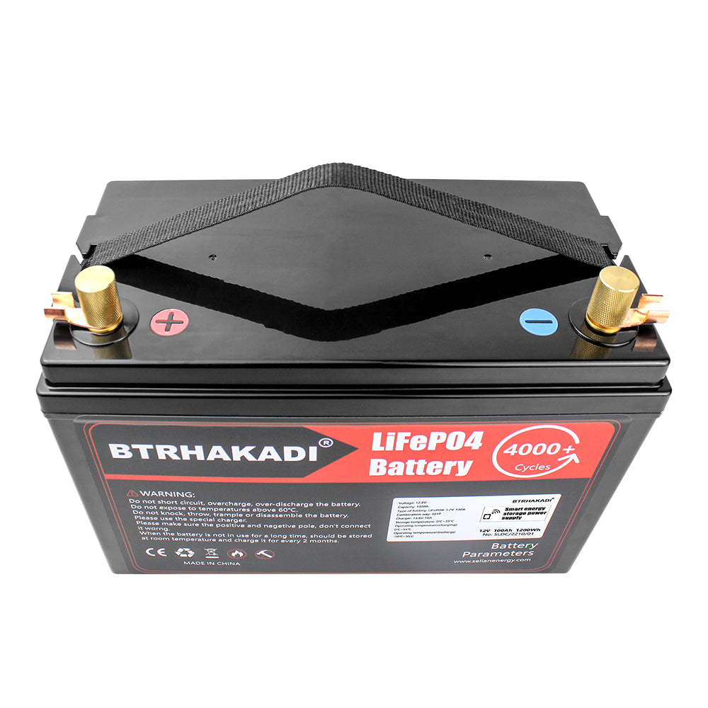 HAKADI 12V 100Ah Lifepo4 Battery Pack 1200Wh With Bluetooth BMS and 14.6V 10A Charger
