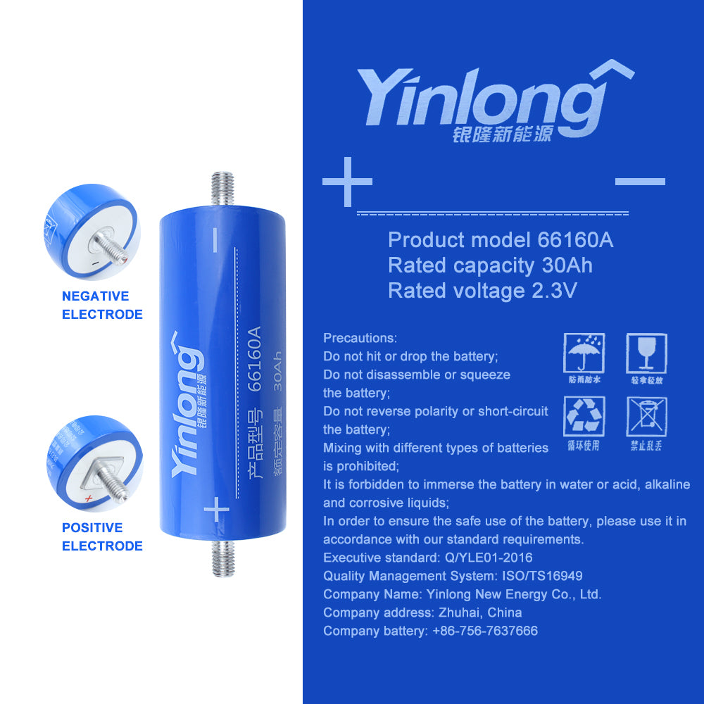 EU STOCK ! LTO Yinlong LTO 2.3V 30Ah Batteries Rechargeable Brand New Battery Cycle Life 25000+For low temperature discharge DIY 12V 24V 48V 72V battery pack