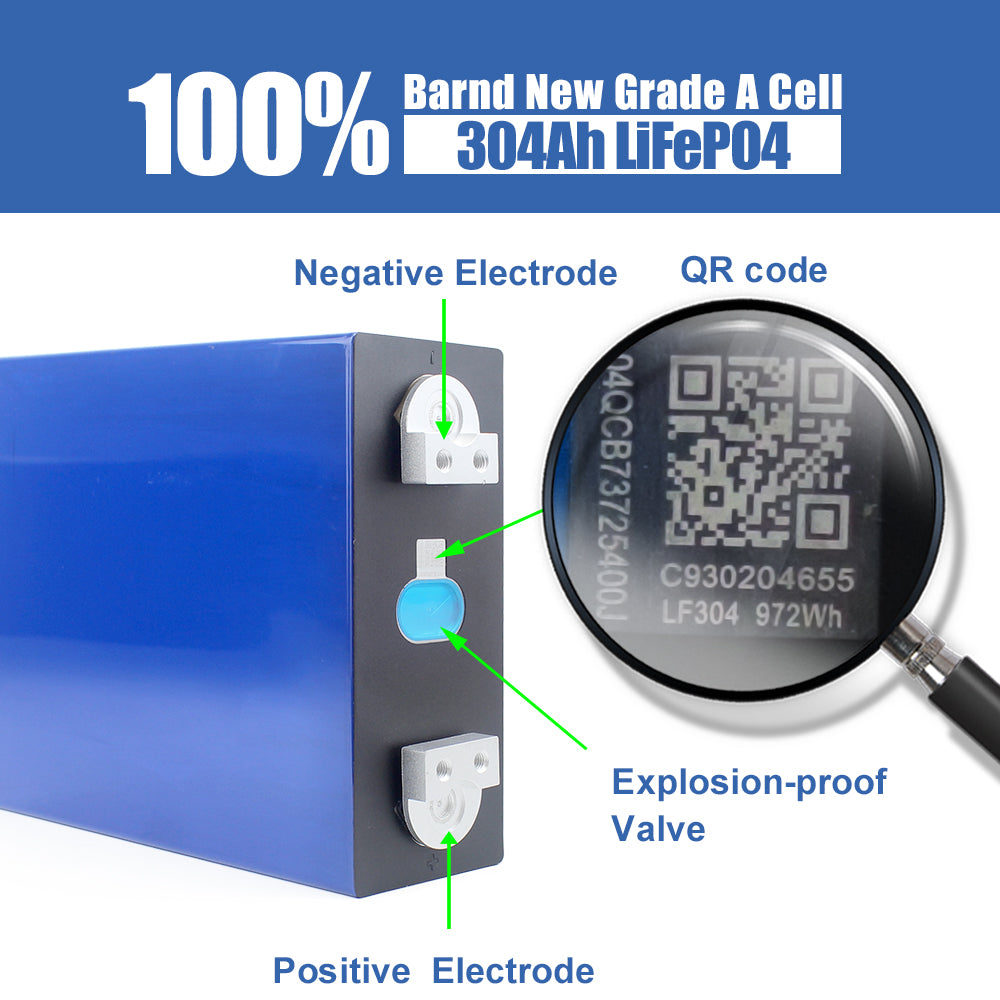 EVE LF304 Grade A LiFePO4 Cells 3.2V 304Ah Rechargeable Battery With Double Studs flexible bus-bar
