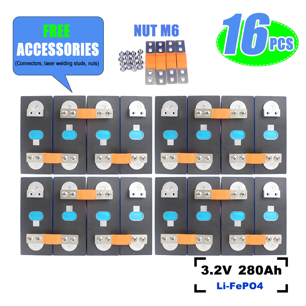 Eu Stock LiFePO4 EVE LF280K Grade A Battery LFP 3.2 V 280Ah New Double Studs Rechargeable Cell For Solar Energy RV EV DIY 12V 24V 48V 72V Battery pack