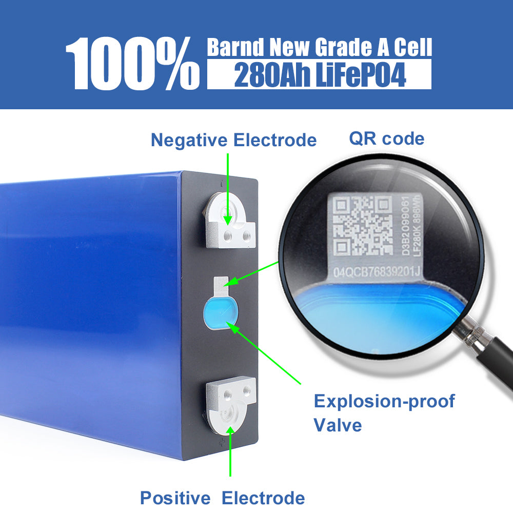 Eu Stock LiFePO4 EVE LF280K Grade A Battery LFP 3.2 V 280Ah New Double Studs Rechargeable Cell For Solar Energy RV EV DIY 12V 24V 48V 72V Battery pack