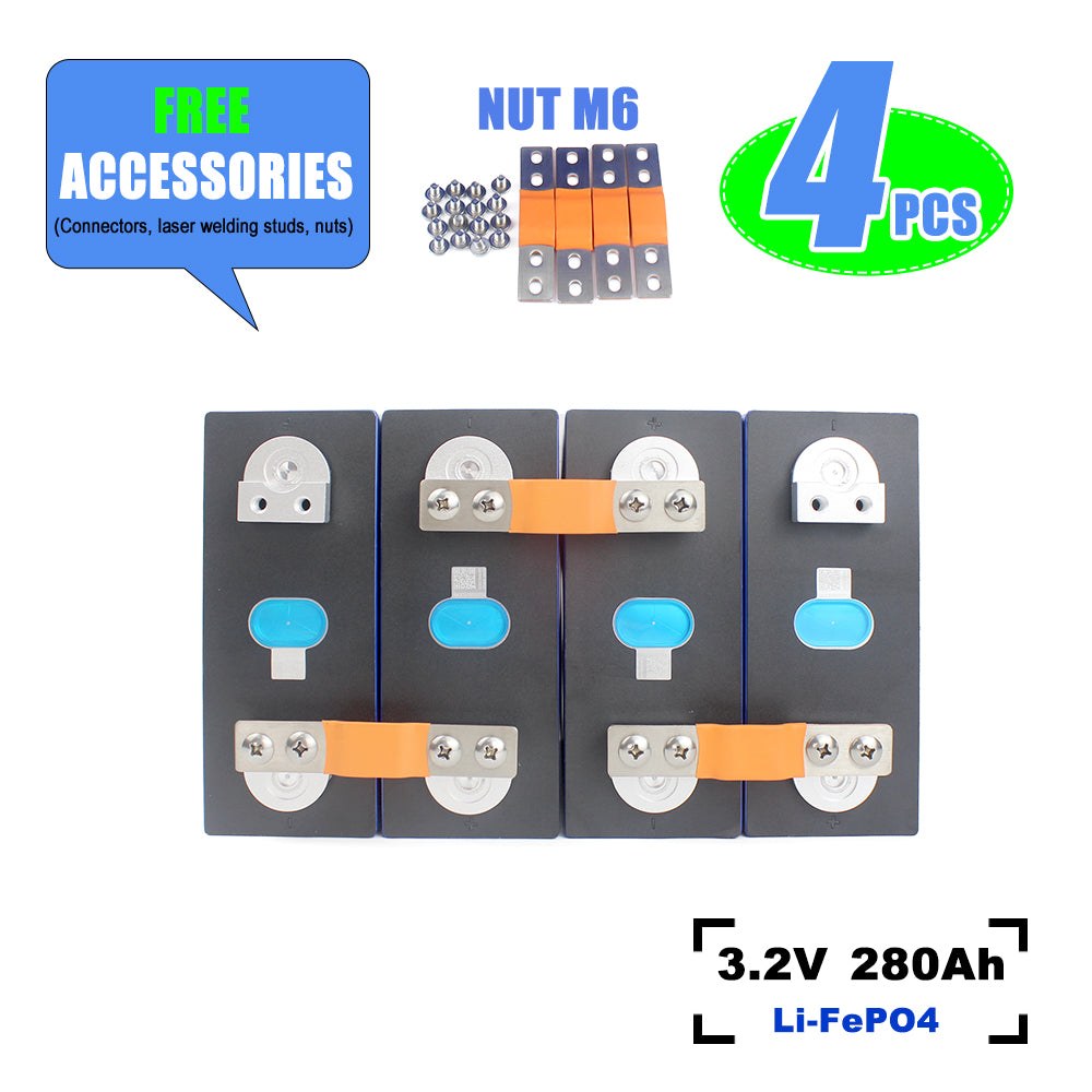 Eu Stock LiFePO4 EVE LF280K Grade A Battery LFP 3.2 V 280Ah New Double Studs Rechargeable Cell For Solar Energy RV EV DIY 12V 24V 48V 72V Battery pack