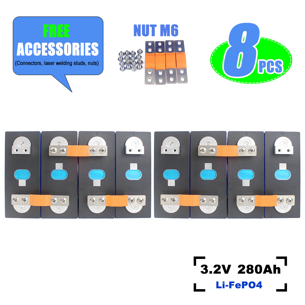 Eu Stock LiFePO4 EVE LF280K Grade A Battery LFP 3.2 V 280Ah New Double Studs Rechargeable Cell For Solar Energy RV EV DIY 12V 24V 48V 72V Battery pack