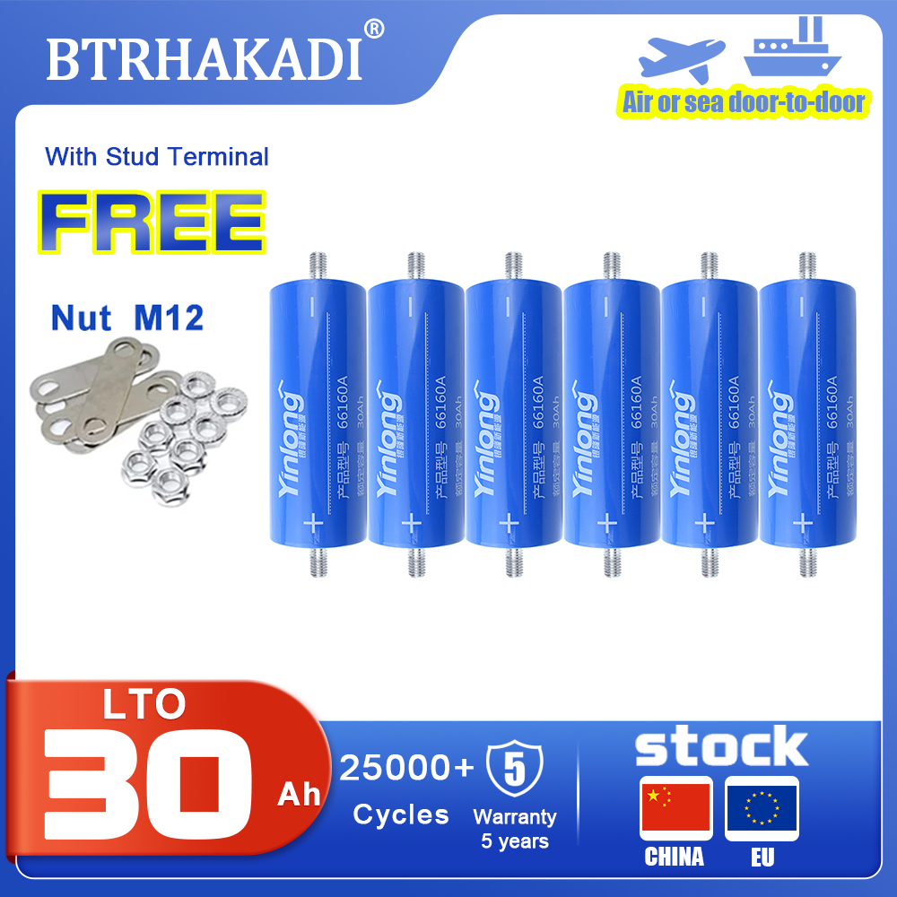 EU STOCK ! LTO Yinlong LTO 2.3V 30Ah Batteries Rechargeable Brand New Battery Cycle Life 25000+For low temperature discharge DIY 12V 24V 48V 72V battery pack