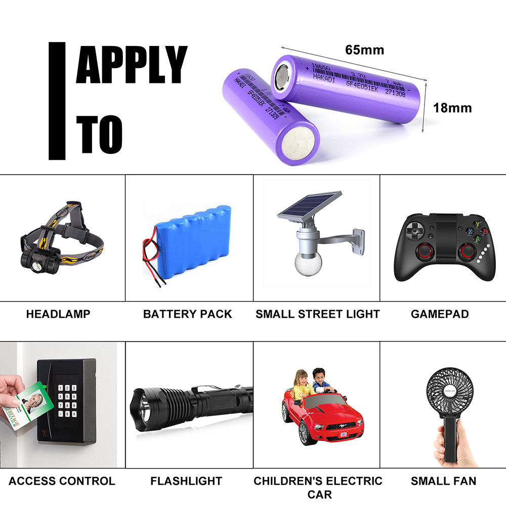 HAKADI 18650 3.7V 2000mah NMC Lithium-ion Rechargeable Battery 1C-3C Discharge For Flashlight Solar System