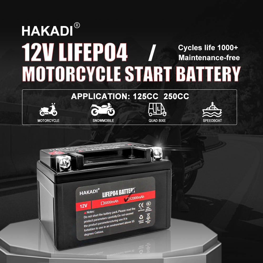 RU STOCK HAKADI Jump Starter HQD-12V 12Ah Deep Cycle Lifepo4 12.8V Rechargeable Battery Pack For Motorcycle Starter Long Cycle Life