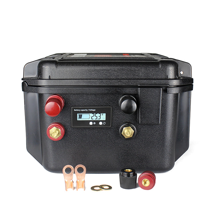 HAKADI 12V 100Ah Lifepo4 Rechargeable Battery Pack Build in BMS With 14.6V 10A Charger For Boat RV Fish Finder