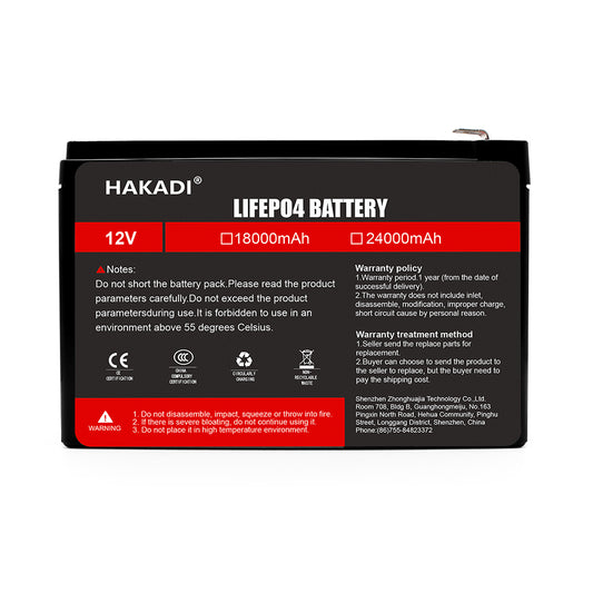 RU STOCK HKD-12V 18Ah 1 pcs Rechargeable Lithium Iron Phosphate Deep Cycle 12V 18Ah Solar Energy Storage Battery Pack