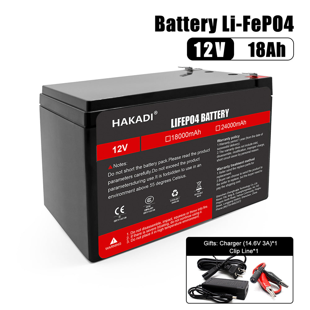 RU STOCK HKD-12V 18Ah 1 pcs Rechargeable Lithium Iron Phosphate Deep Cycle 12V 18Ah Solar Energy Storage Battery Pack