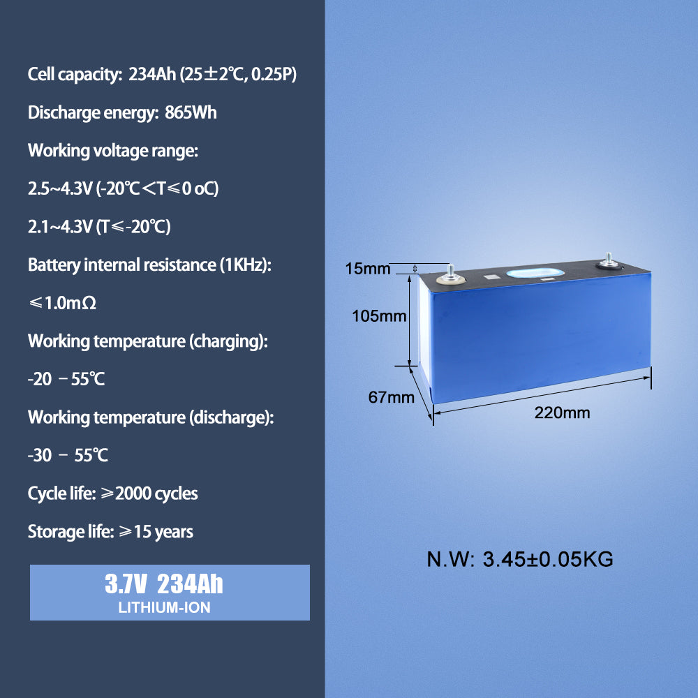 CATL-3.7V 234Ah NMC lithium Battery Cell 2000+cycle life Rechargeable For Boat RV EV