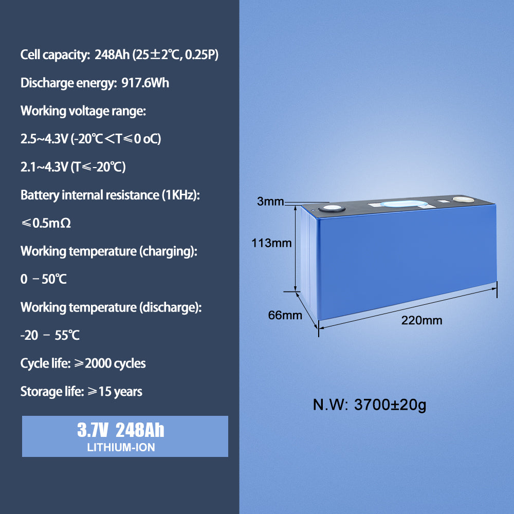 CATL-3.7V 248Ah NMC Ternary lithium battery 2000+cycle life Rechargeable For DIY 12V 24V 48V Solar Energy System