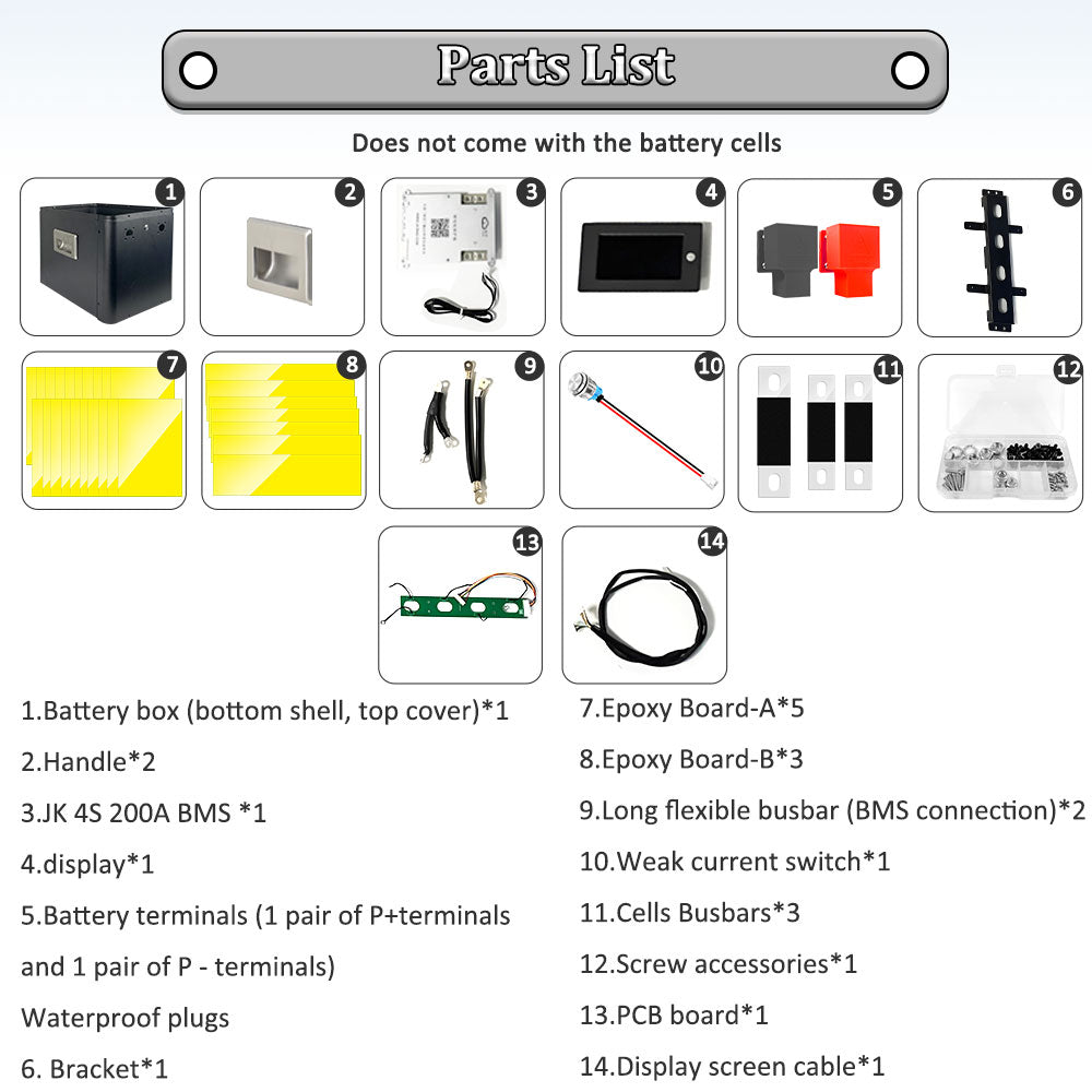 12V LiFePO4 Battery DIY Box with JK BMS Bluetooth For 12V 280Ah/304Ah/314Ah System-Free shipping!