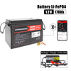 HAKADI 12V 170Ah Lifepo4 Rechargeable Battery Pack With BMS and 14.6V 20A Charger For Solar System, RV, Boat