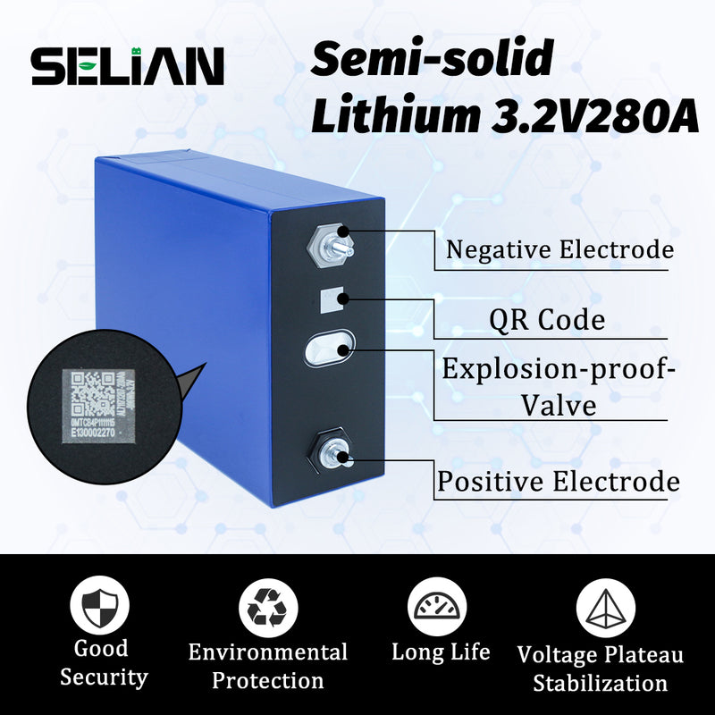 Semi-solid Battery 3.2V 280Ah LiFePO4 Rechargeable Brand New Grade A+ Cell 12000+ Cycle For DIY Solar System EV RV Boat