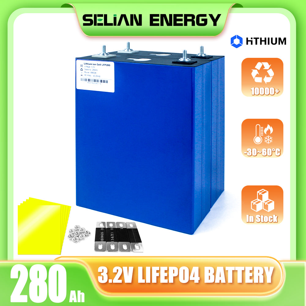 Hithium 280Ah Grade A 3.2V LiFePO4 Battery 10000 Cycle Rechargeable Cells For Solar Energy