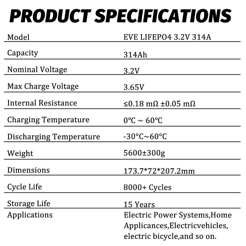 EU Fast Delivery EVE MB31 LiFePO4 LF314 Grade A Rechargeable Prismatic Cell For RV,EV,Solar energy