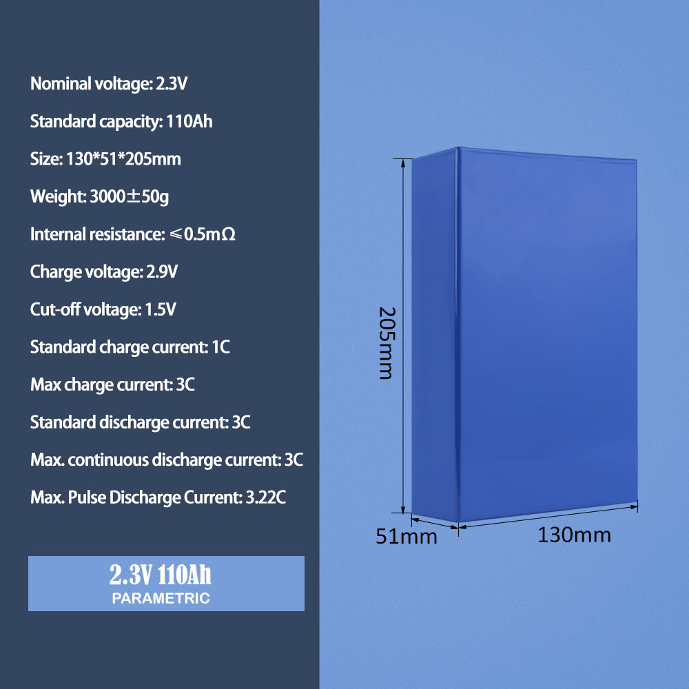 Grade A+ Yinlong 2.3V 110Ah LTO Battery Prismatic Battery 20000+ Cycle Life For Solar System, RV