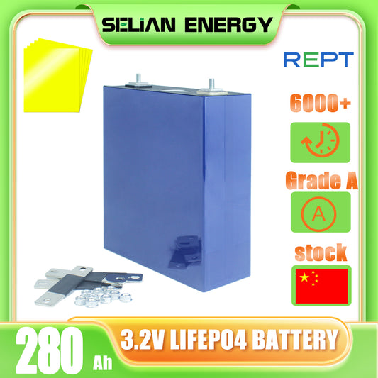 REPT 280Ah LiFePO4 3.2V Battery Grade A Rechargeable Cells For DIY Solar System RV EV Boat