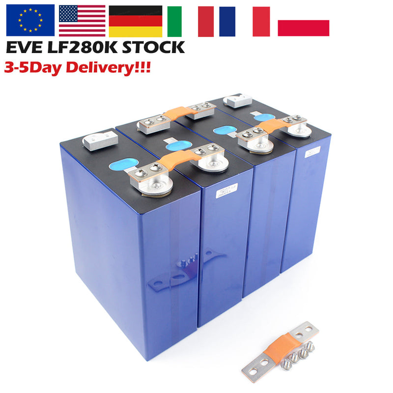 EU /US STOCK Lifepo4 EVE LF280K LFP 3.2V 280Ah Battery 6000+Cycle life Rechargeable Cell For DIY 12V 24V 48V Pack Solar Energy Storage