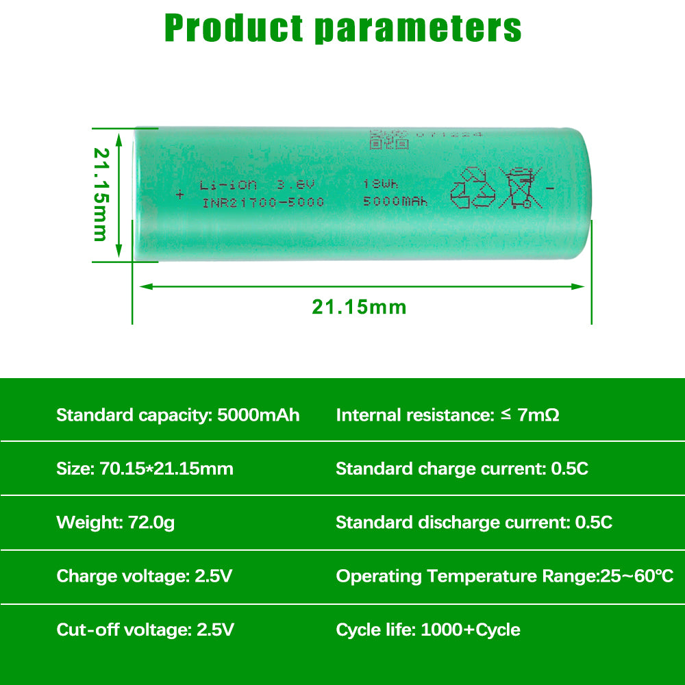 EVE INR21700-50PL 5000mAh 70A 3.6V NMC Battery Cylindrical Cells For Drones,Scooter