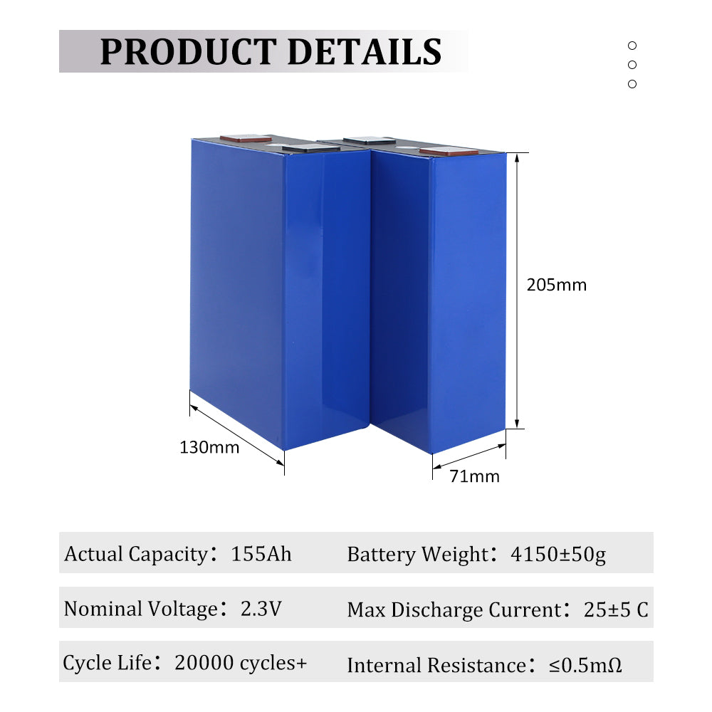 Brand New Yinlong 150Ah LTO 2.3V Battery Grade A Rechargeable Cells 20000+ Cycle Life For Solar System, RV