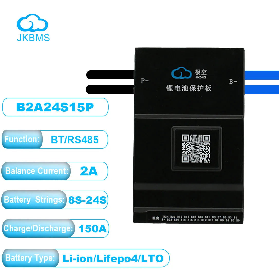 EU Stock JK Bms Active Balance Bms 4S 8S 12S 16S 20S 24S Smart Bluetooth Bms 60A 80A 100A 150A 200A for Lifepo4 Li-Ion Lto Battery