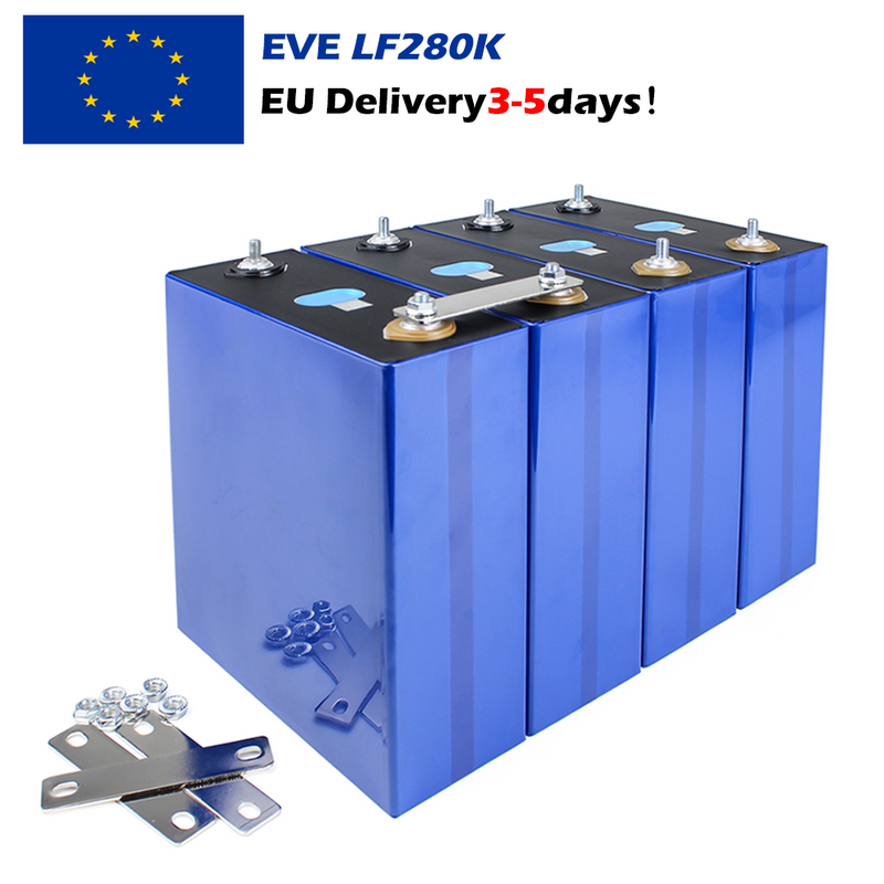 EU in stock LiFePO4 EVE LF280K 3.2V Battery Cycle life 6000+ Rechargeable Cells for energy storage,Home Solar Energy,DIY battery Pack
