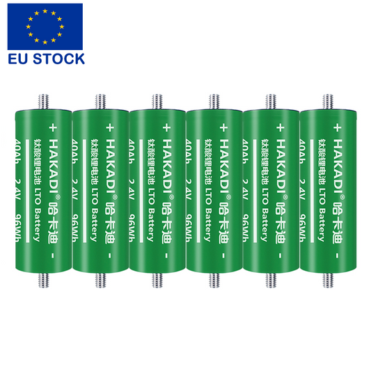 EU STOCK HAKADI 40Ah 2.4V LTO Battery Cycle life 50000+ Grade A Brand New Cylindrical Cells 6-24PCS