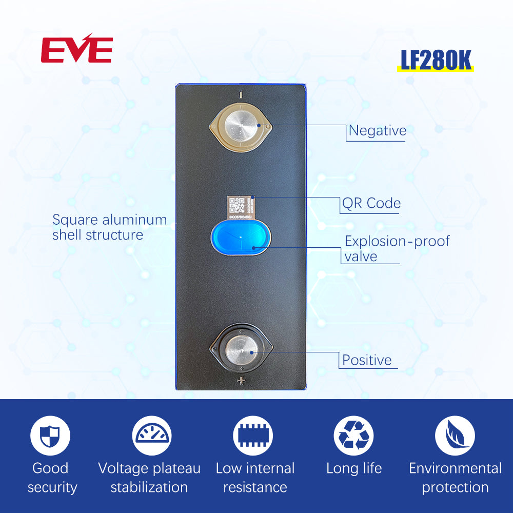 EVE LF280K Grade A Cells LiFePO4 280Ah Brand New Rechargeable Battery Cycle 6000+ Life