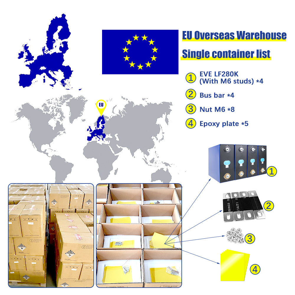 EVE LF280K Grade A Cells LiFePO4 280Ah Brand New Rechargeable Battery Cycle 6000+ Life