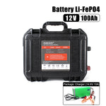 HAKADI 12V 100Ah Lifepo4 Rechargeable Battery Pack Build in BMS With 14.6V 10A Charger For Boat RV Fish Finder