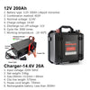 EU Stock ! HAKADI 12V 200Ah Lifepo4 Battery Pack With Bluetooth BMS 14.6V 20A Charger For Solar System RV Camping Outdoor Backup Power Supply Fish Finder