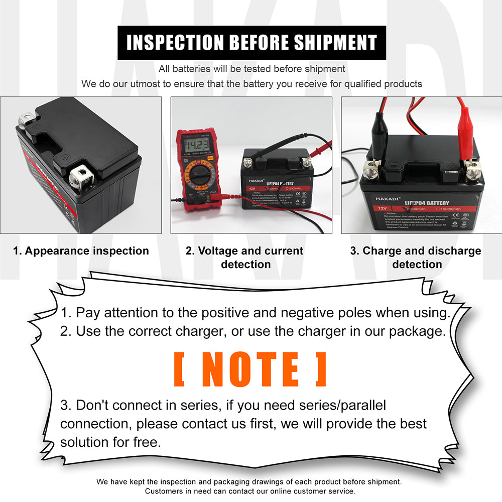 HAKADI Lifepo4 Power Starter 12V 6Ah Rechargeable Battery Pack Build-in BMS For 90-125CC Motorcycle  Long Cycle Life