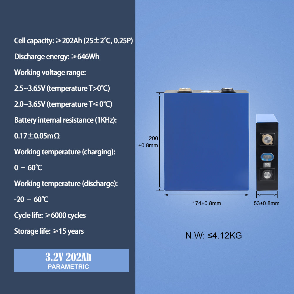 Lifepo4 Lishen 3.2V 202Ah Battery Cell Round stud Grade A Rechargeable For DIY 12V 24V 36V 48V Solar Energy Storage System EV RV Boat