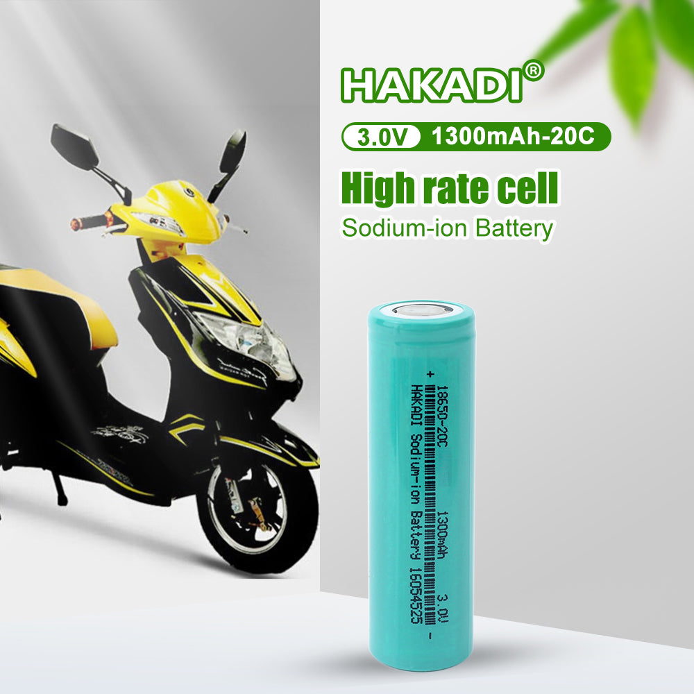 HAKADI Sodium-ion 18650 3V 1300mAh Cells Discharge 20C NA Battery Rechargeable For E-bike Power Tools DIY 12V 24V 48V 72V Battery Pack