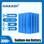 HAKADI Sodium ion 18650 3V 1300mAh Battery Discharge 12C Na-ion Cells For E-bike Power Tools DIY 12V 24V 48V 72V Battery Pack