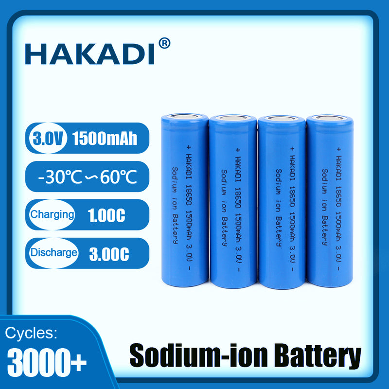 HAKADI 18650 Sodium-ion Battery 3V 1500mAh 1.5Ah Rechargeable Na-ion Cell Cycle Life 3000+ 100% Original For E-bike Power Tools